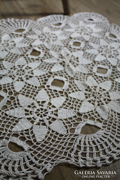 Wonderful white crocheted cotton lace tablecloth - 75cm*75cm