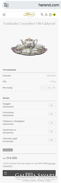 New Herend Victoria model 2-person tea set + cookie set.