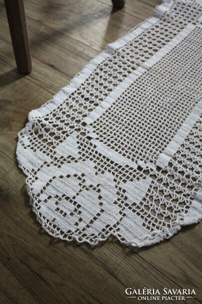Wonderful white crocheted cotton lace tablecloth - 40cm*80cm