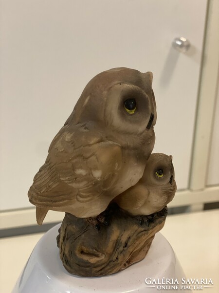 From the owl collection, a ceramic owl and its nestling figure ornament sculpture 10 cm