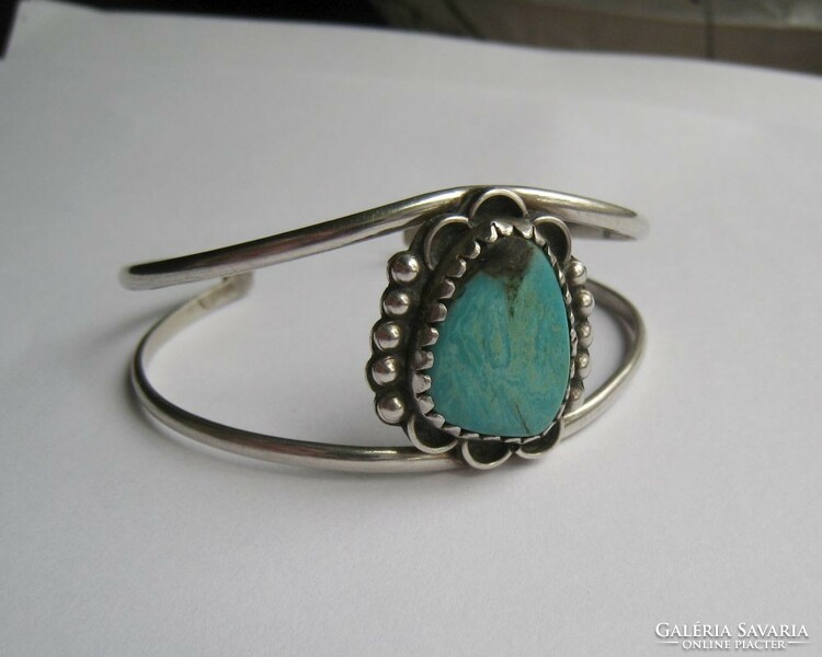 Old Mexican silver bracelet with turquoise stone
