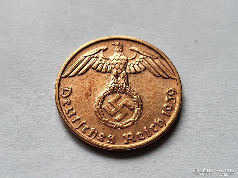 III. Birodalom szép réz  1 Pfennig 1939 B.
