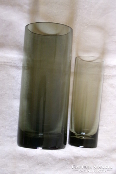 Action! Glass tube vase and tube glass smoked glass 20x8cm 15x5cm together