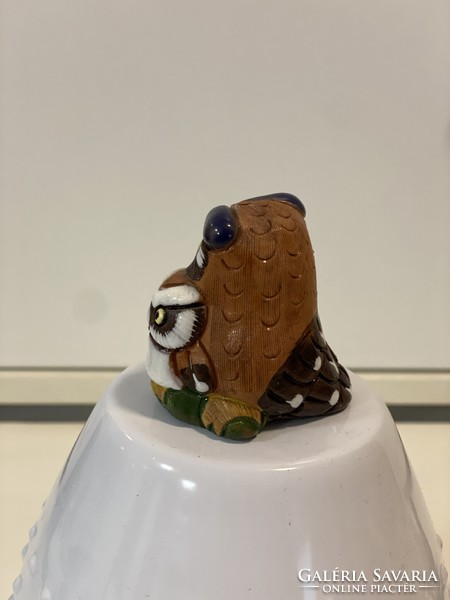 From the owl collection, old marked bj ceramic owl and chicks figure ornament small statue 5 cm