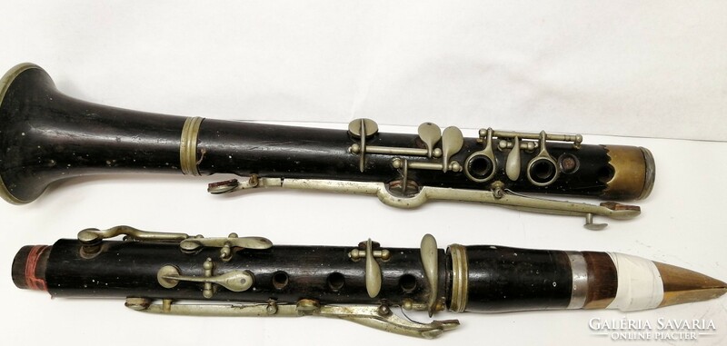 Régi grenadilla fából készült nagy méretű klarinét, Stowasser-Budapest jelzéssel