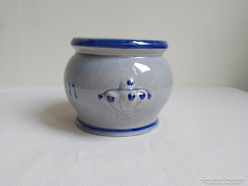 Blue gray glazed porcelain pickled cucumber serving kitchen holder storage container gurken inscription