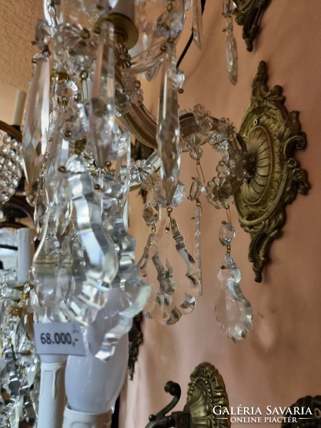 2 old renovated crystal wall arms