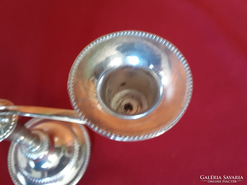 Silver-plated three-pronged candle holder