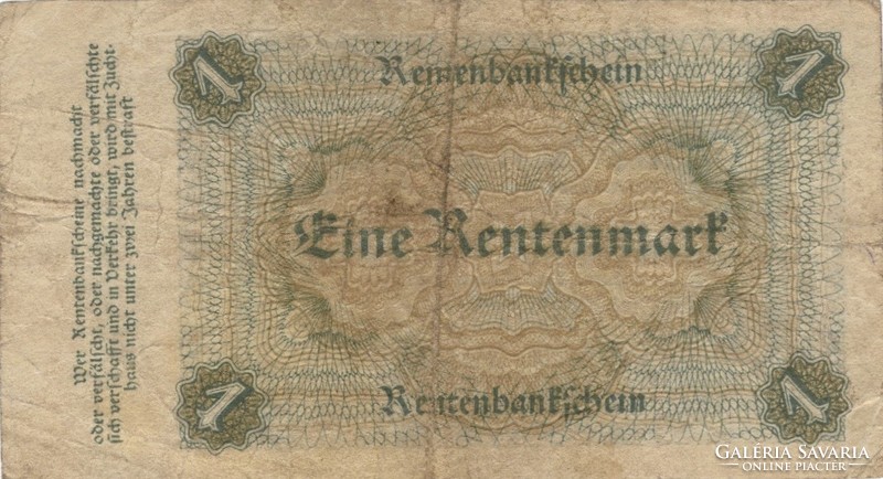 1 rentenmark 1923 Németország Ritka