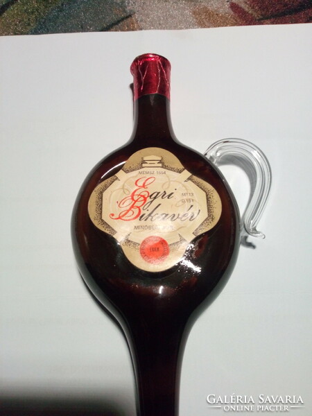 Old Eger bull's blood in a glass bottle.