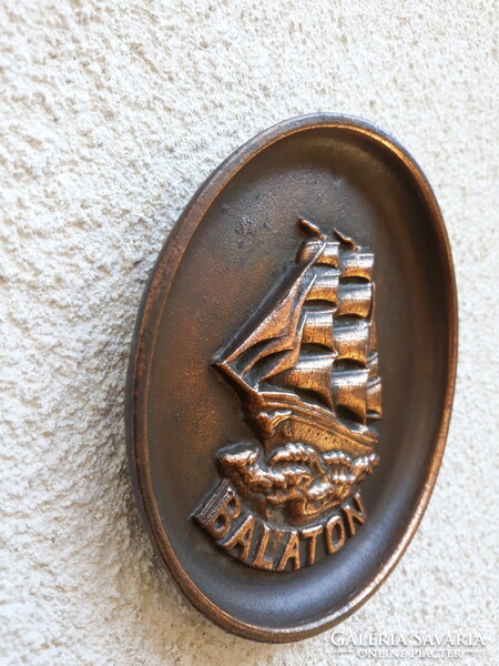 Retro Balaton souvenir bronze wall plate