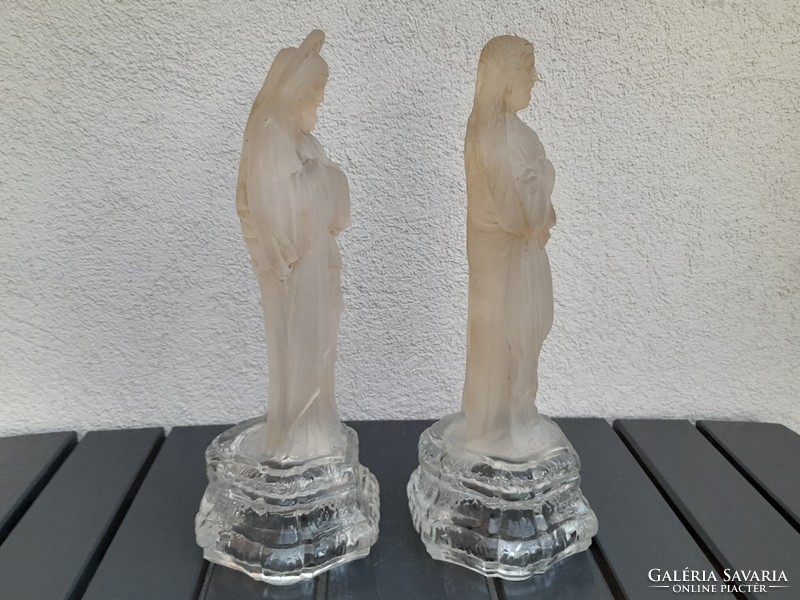 HUF 1 beautiful antique Virgin Mary with her baby and the heart of Jesus in a glass pair