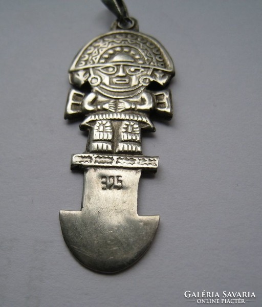 Perui, inka, Tumi ezüst medál, ősi figura, amulett