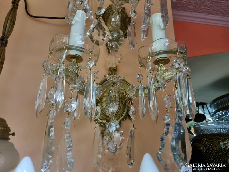 2 old renovated crystal wall arms