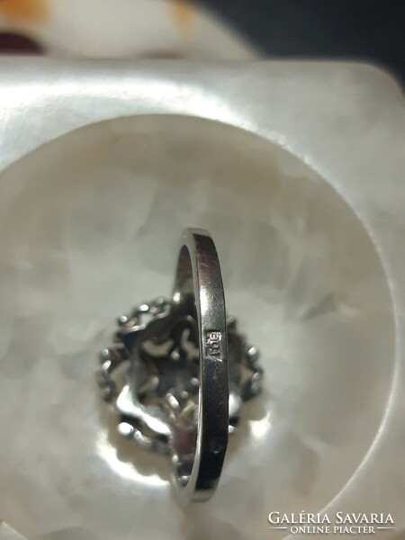 Régi markazit köves ezüst gyűrű ( magyar ékszer) - 58- as méret