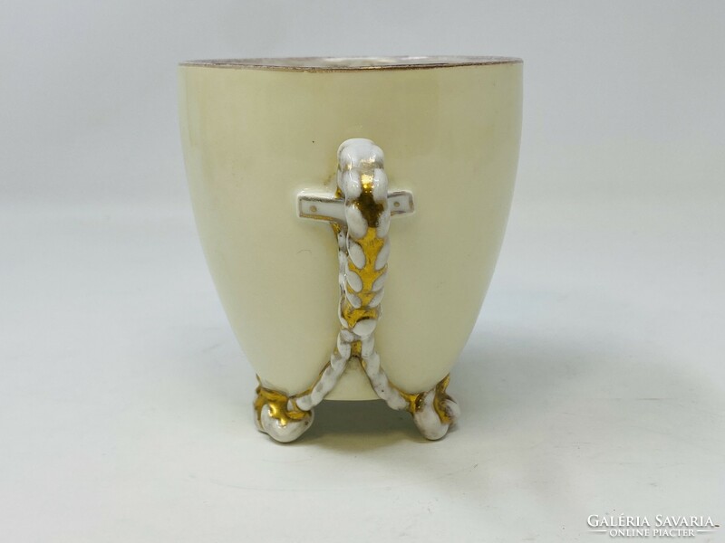 Antique porcelain cup with an unknown man's port, twisted handle and base, gilded decoration rz