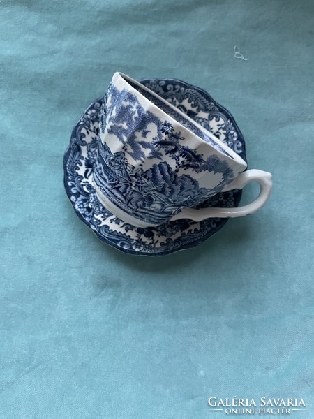 Palissy avon scenes, beautiful mature, blue pattern cup set