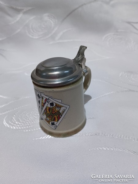 Mini beer jug with lid, ceramic