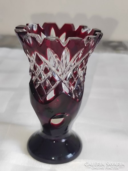 Ruby red lead crystal vase