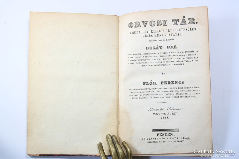 1844 - Orvosi tár - the first Hungarian-language medical journal 3. Process 6. Volume complete!!