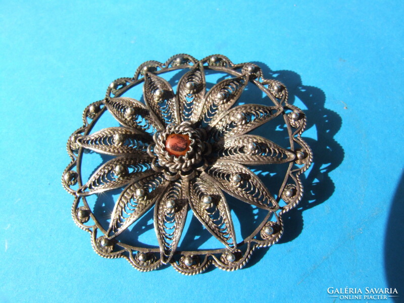 Filigree silver badge pendant (210124)