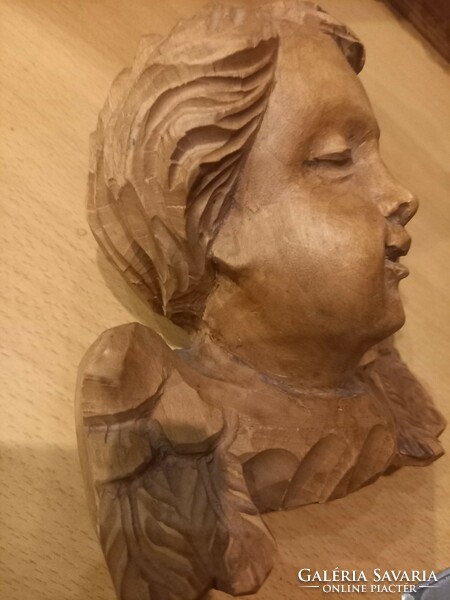 Wooden angel head