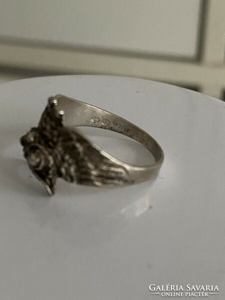 Women's silver ring with an owl figure, beautifully crafted, 18 mm