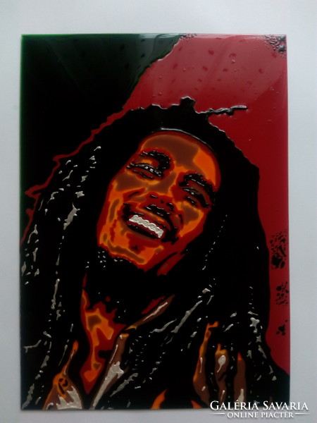 Glass picture depicting Bob Marley