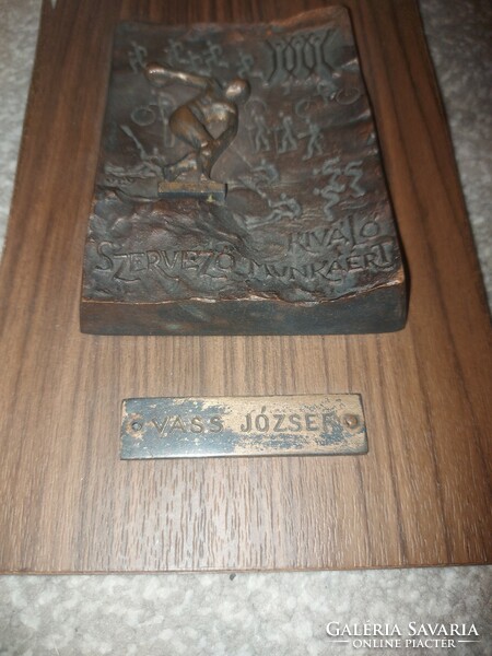 Bronze commemorative plaque, without marking, 9x12 cm/14x21 cm, 854 gr