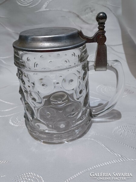Glass beer jug with lid