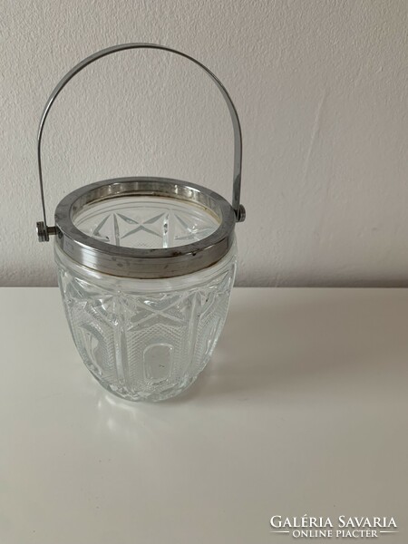 Old polished crystal thick ice bucket ice bucket height 23cm/14cm