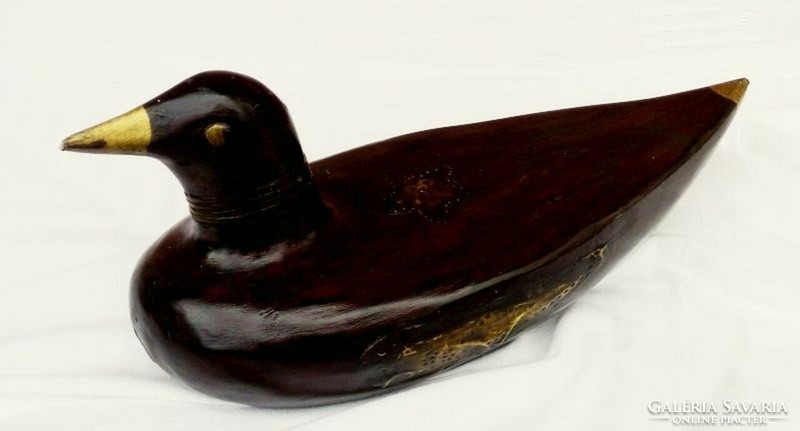 Retro Carved Artifact. Copper-veined waterfowl statue is a rarity