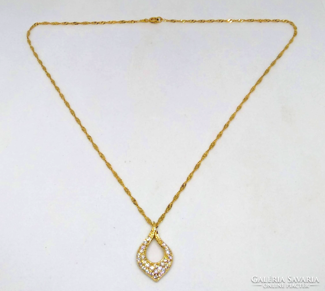 Filled gold (gf) necklace with gold-plated clear cz crystal inlaid pendant 254