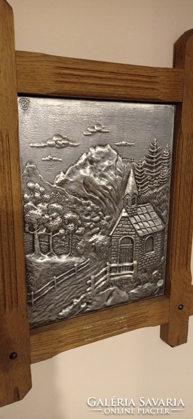 Tinplate embossed wall picture, marked (landscape)