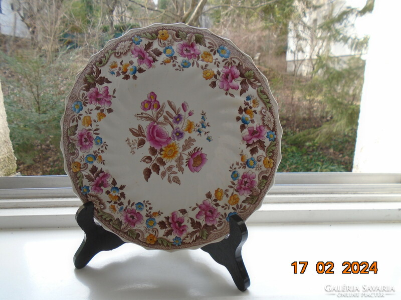 Copeland n=159276 hand-painted colorful flower pattern, numbered plate, twisted ribbed, laced