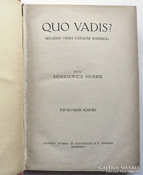 Henrik Sienkiewicz: Quo vadis? [1926]