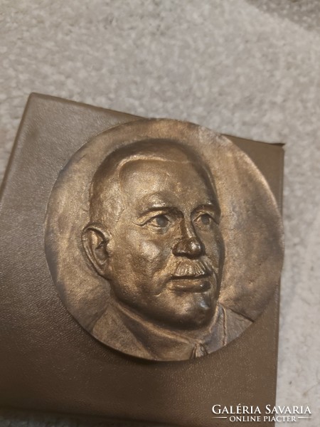 Dr. József Varga (bme, minister), bronze relief plaque, 95 mm, 440 gr