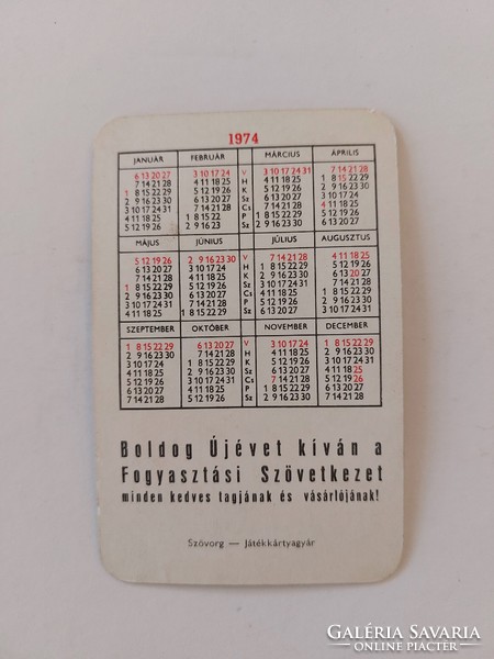 Retro kártyanaptár Fogyasztási Szövetkezet 1974