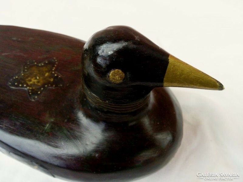 Retro Carved Artifact. Copper-veined waterfowl statue is a rarity