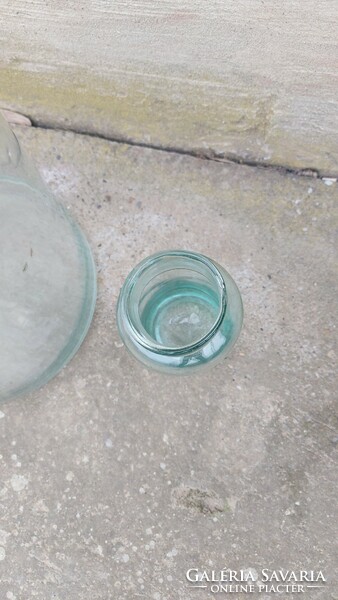 Rare small huta glass green jam jar 0.5l