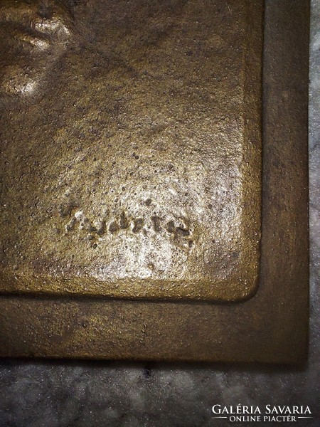 Bronze embossed plaque, with markings, 95 mm, 165 gr