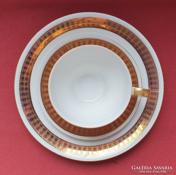 Kahla German porcelain breakfast set coffee tea cup saucer small plate plate with gold edge