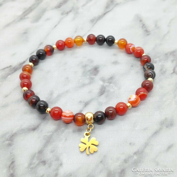 Carnelian mineral bracelet with stainless steel spacer