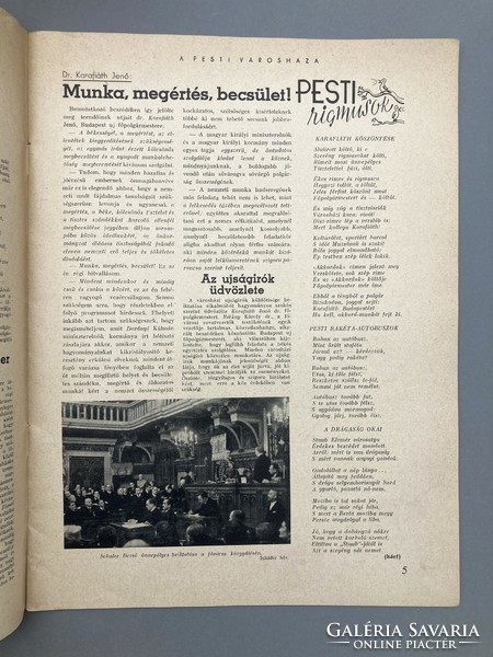 The Pest Town Hall, urban policy and critical review - February 1937 - Budapest historical rarity