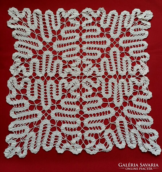 Ribbon-crocheted rectangular lace tablecloth