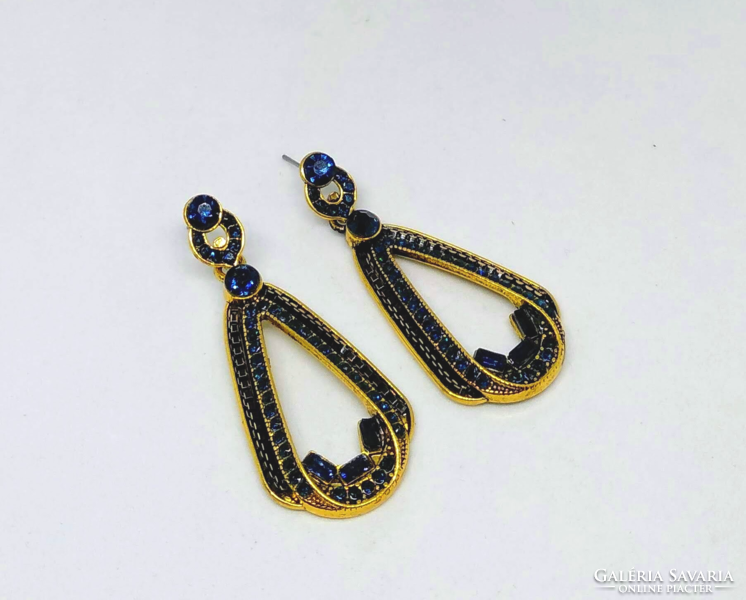 Vintage style blue cz crystal drop earrings 113