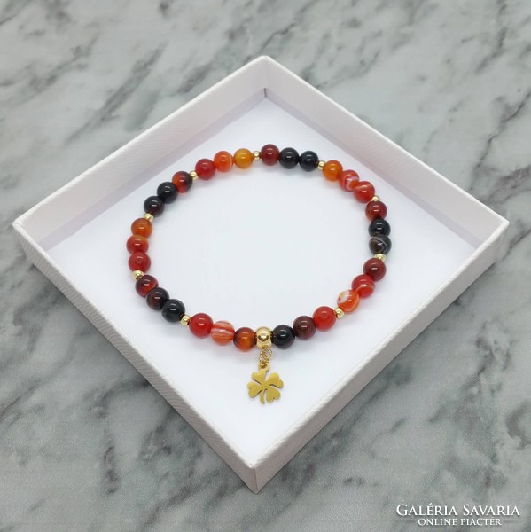 Carnelian mineral bracelet with stainless steel spacer