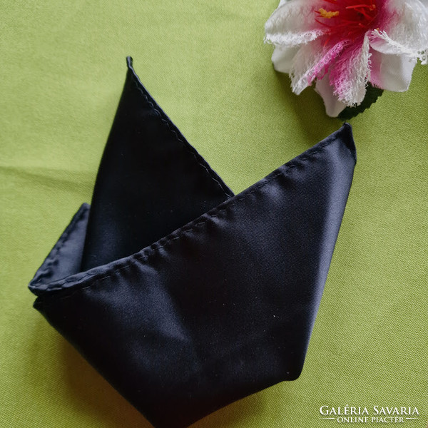 Wedding nyd01 - black satin tie + decorative handkerchief