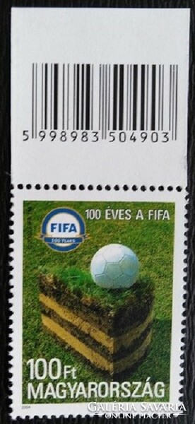 S4751k / 2004 100 years old fifa stamp with clear barcode
