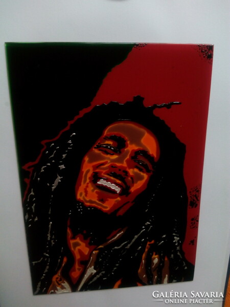 Bob Marley-t ábrázoló üvegkép
